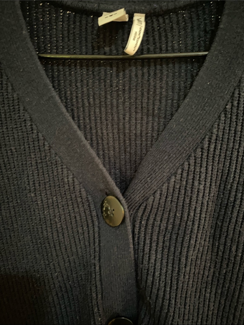 Simons Navy Ribbed V-Neck Button Cardigan - Picture 2 of 5